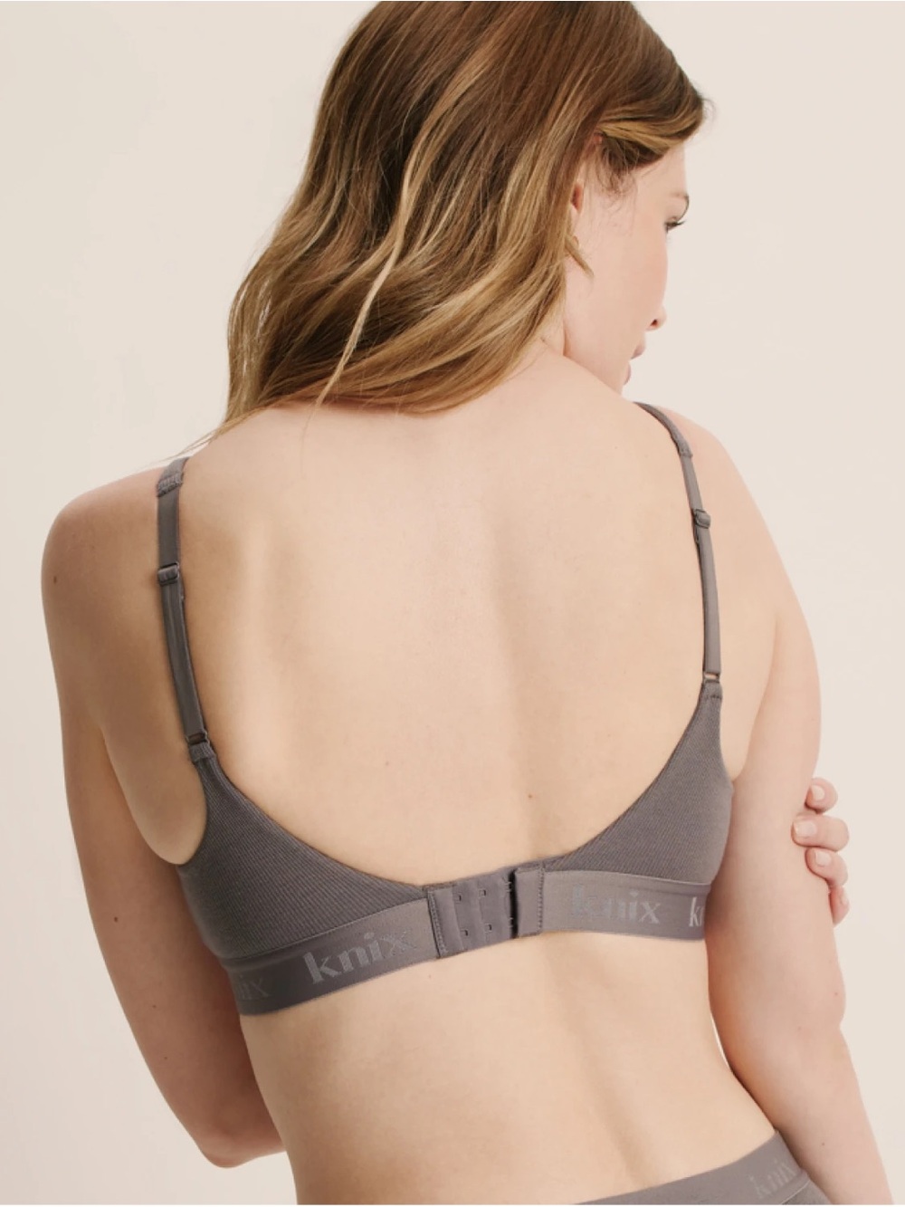 Knix Logo Rib Modal Bra Grey - Picture 3 of 12
